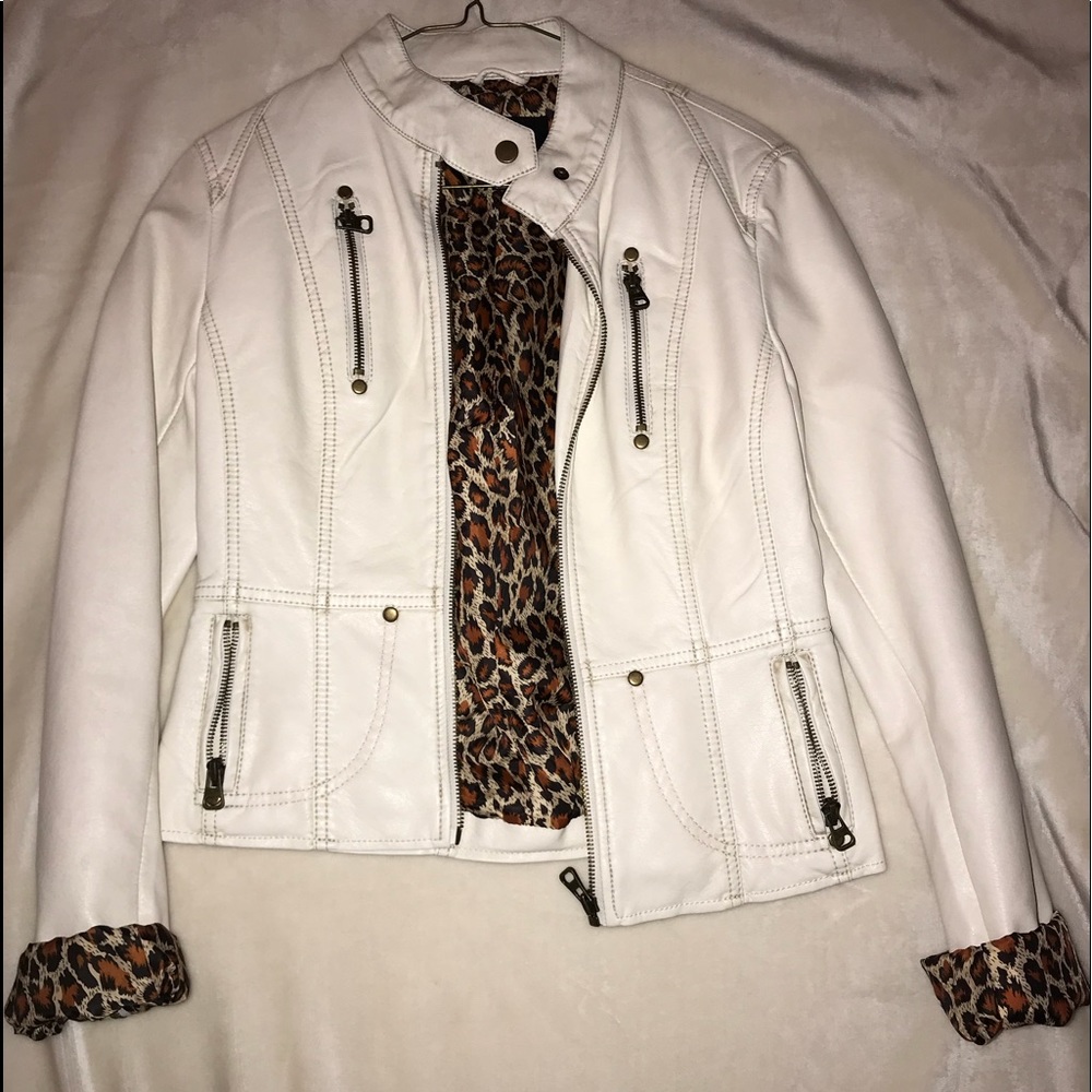 Off white leather jacket